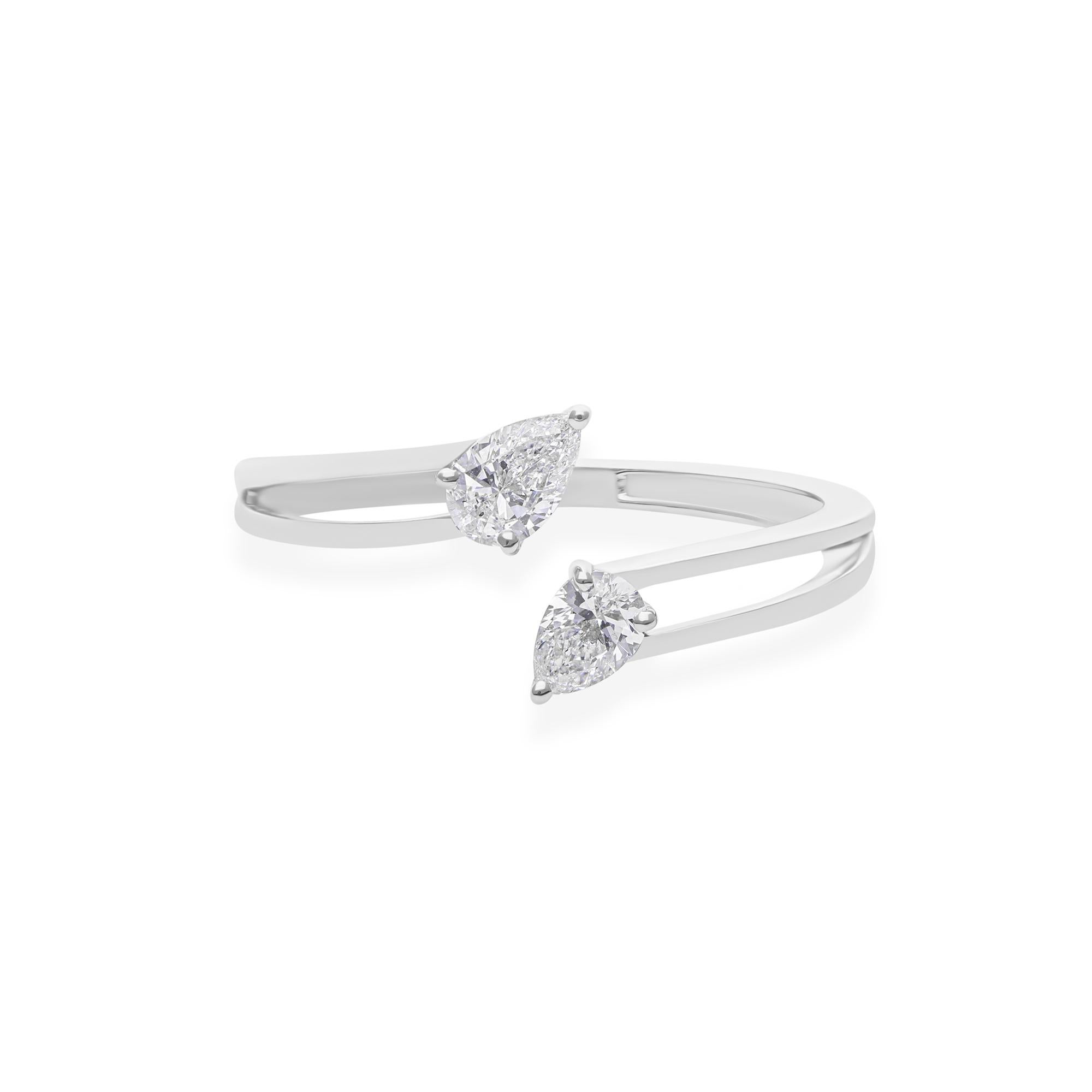 For Sale:  Open 0.39cts Diamond Toi et Moi Ring in 18k White Gold Two Stone Engagement Ring 7