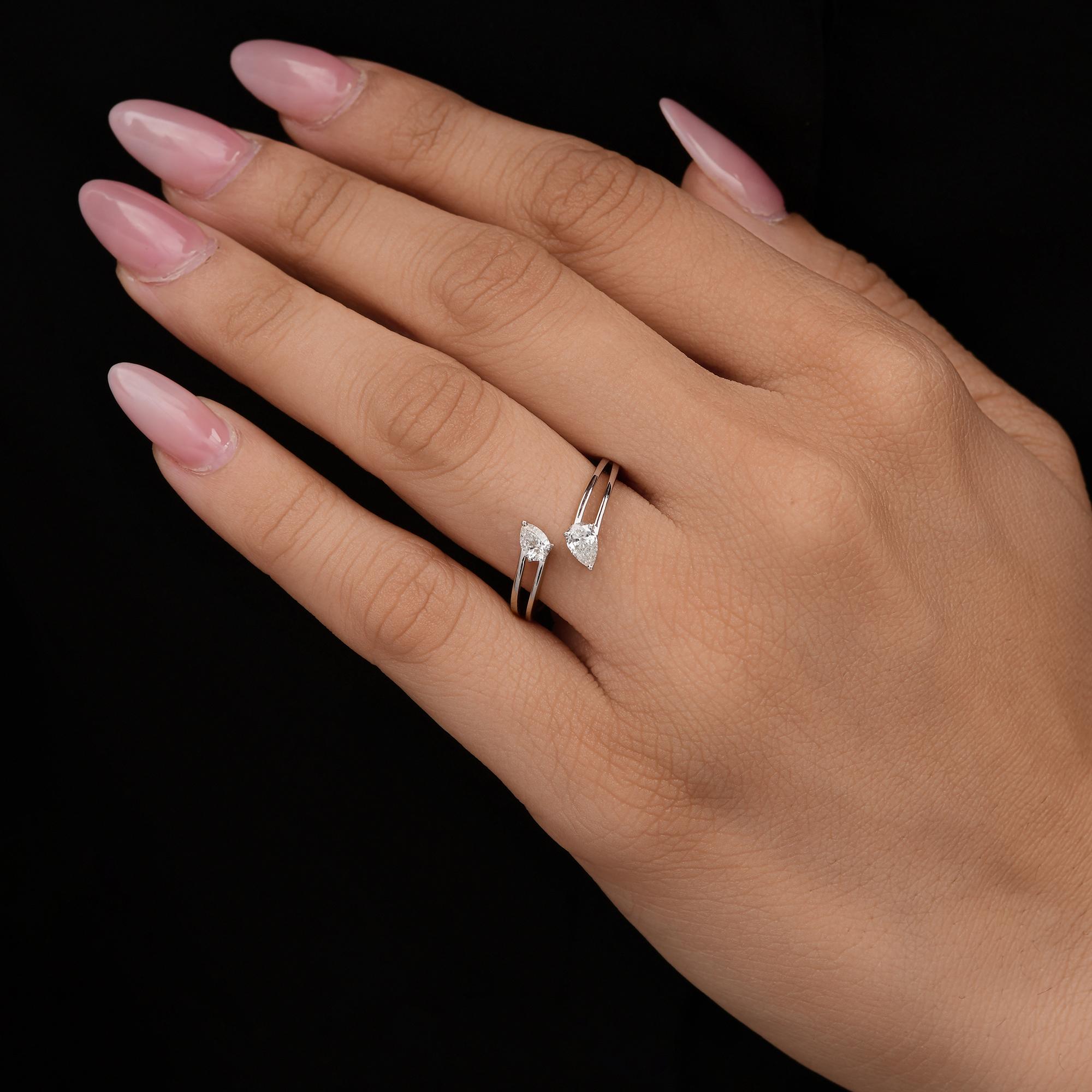 For Sale:  Open 0.39cts Diamond Toi et Moi Ring in 18k White Gold Two Stone Engagement Ring 8