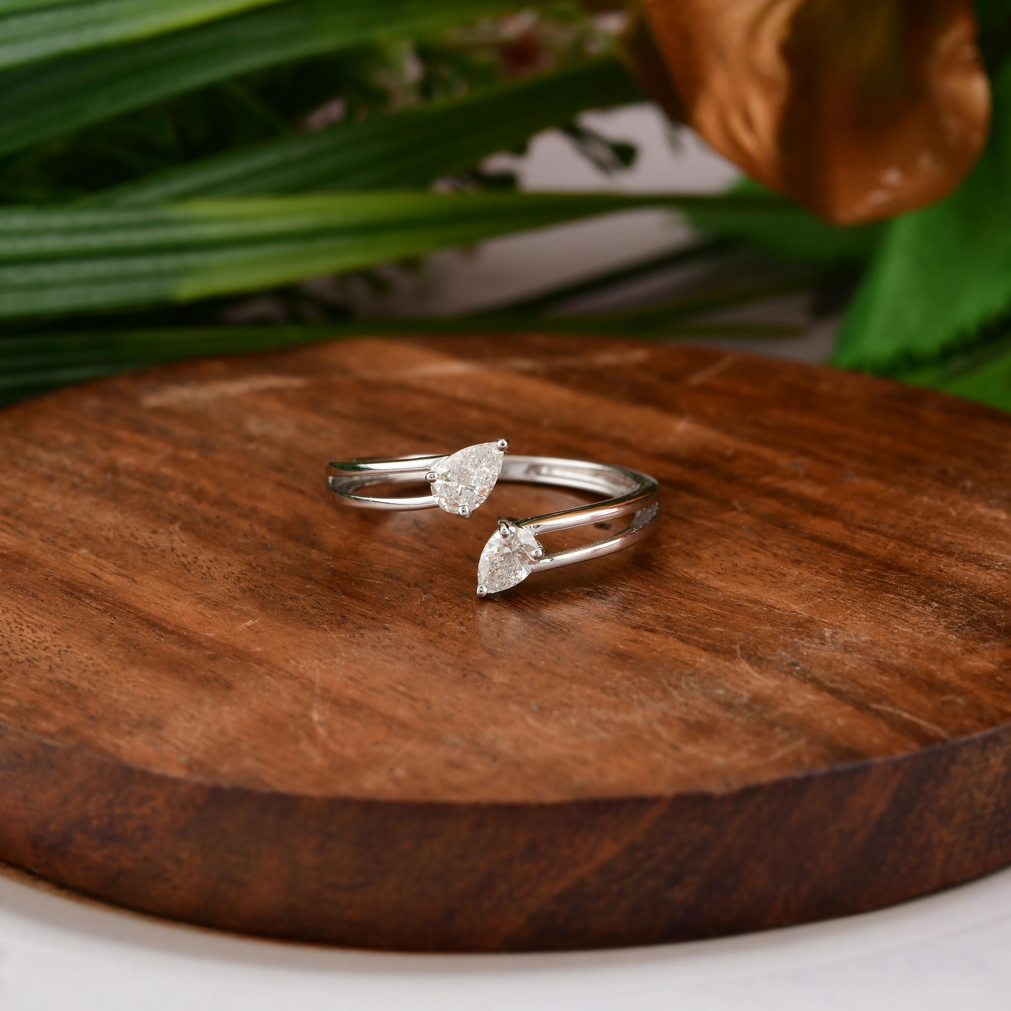 For Sale:  Open 0.39cts Diamond Toi et Moi Ring in 18k White Gold Two Stone Engagement Ring 9