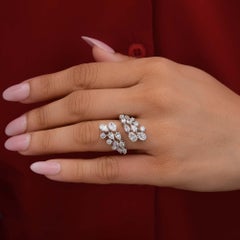 Offen 2,86 Ct. Birne & ovaler Naturdiamant Statement-Ring aus 18K Weißgold