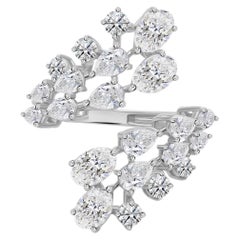 Offen 2,86 Ct. Birne & ovaler Naturdiamant Statement-Ring aus 18K Weißgold
