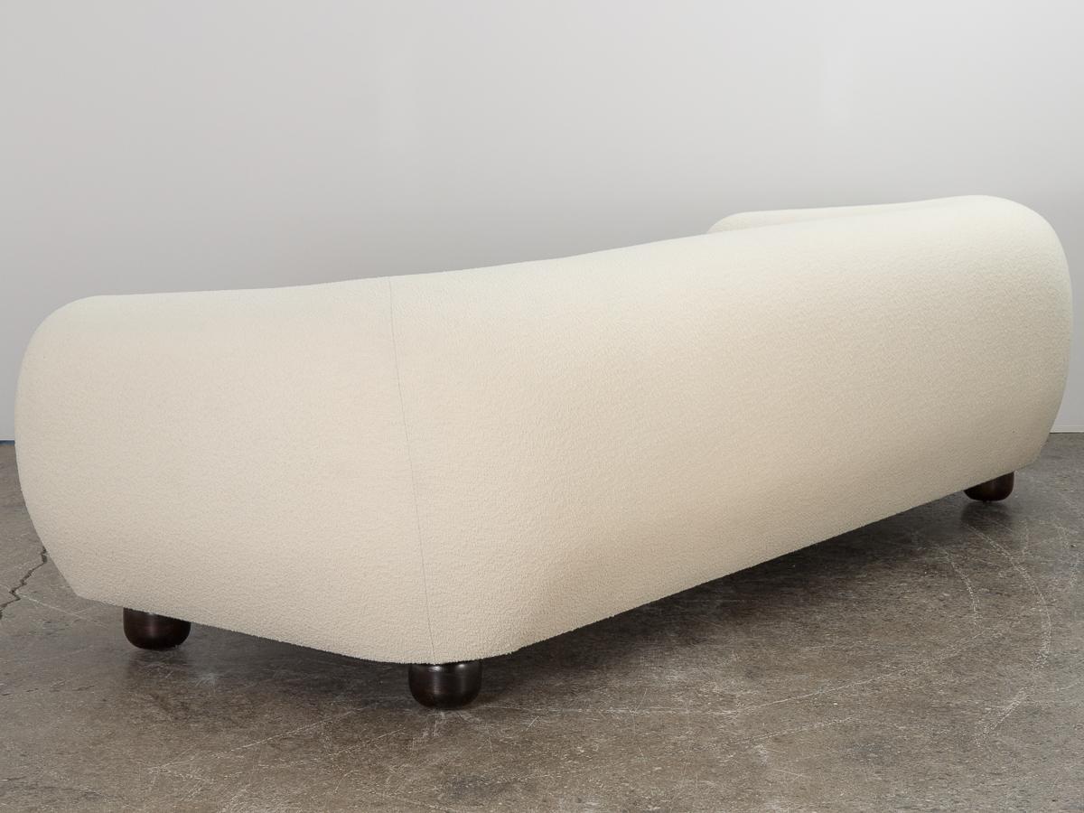  Custom Curved Sofa - Knoll Pearl Boucle with Ball Feet 3