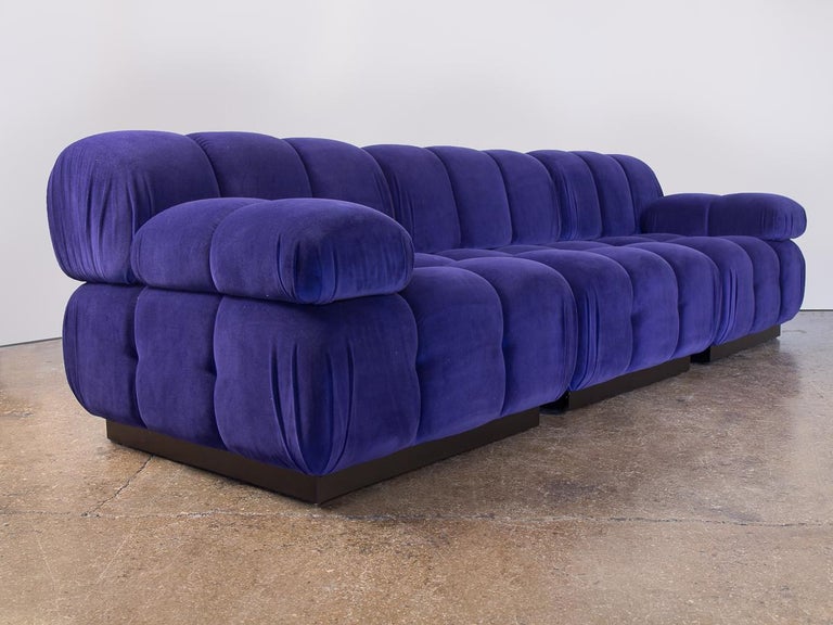 Open Air Modern Purple Blue Velvet Custom Modular Tufted Sofa with