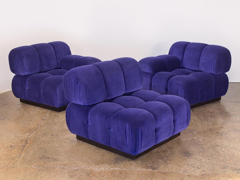 Open Air Modern Purple Blue Velvet Custom Modular Tufted ...