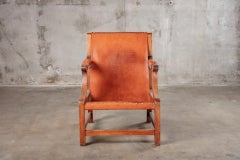 Open Armchair with Sling Leather Upholstery