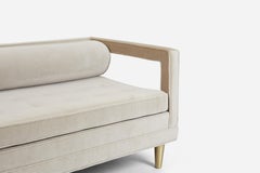 Open Arm Chaise Longue with Brass Legs