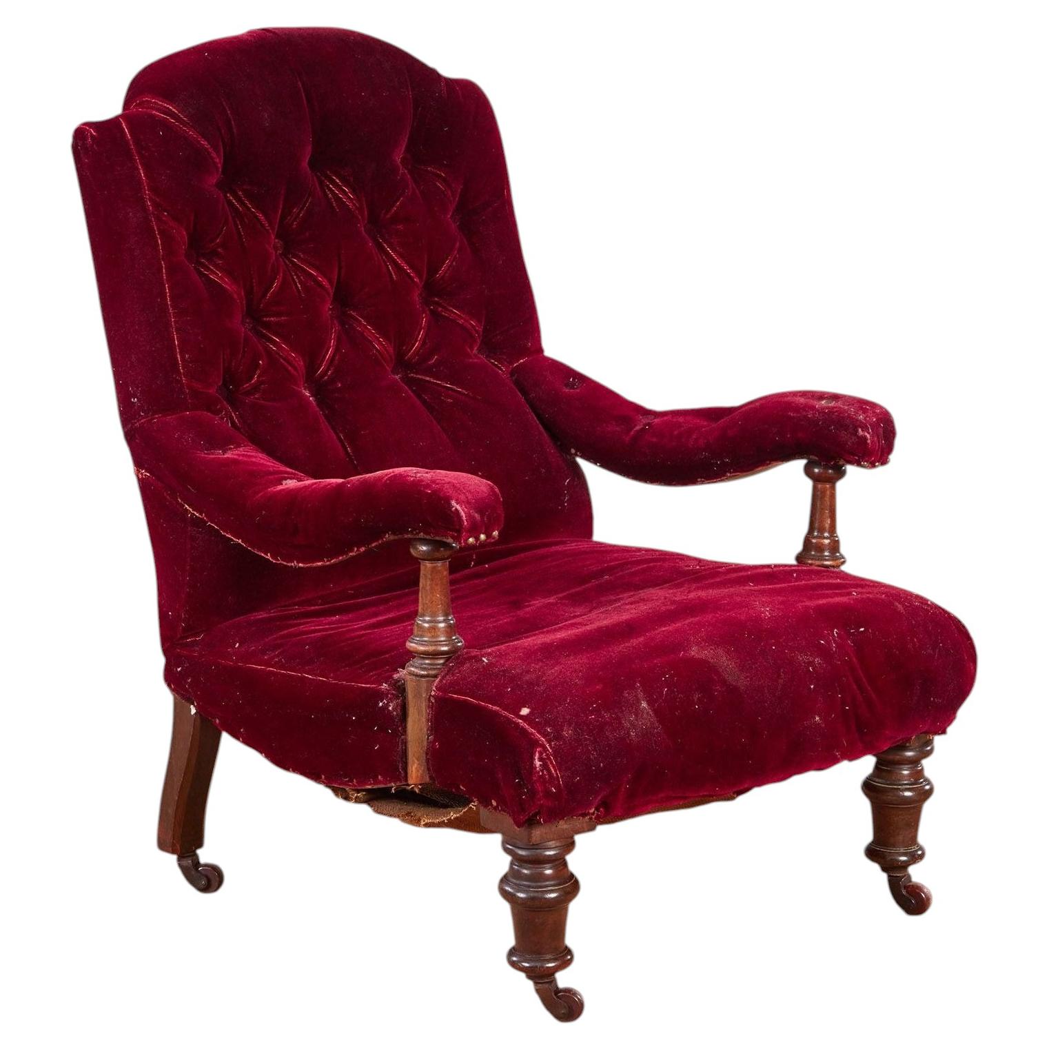19th c. English Howard Style Open Arm Chair