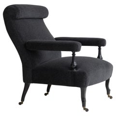Open Arm Reading Chair in 100% Alpaca Velvet by Maharam, France, Circa 1890