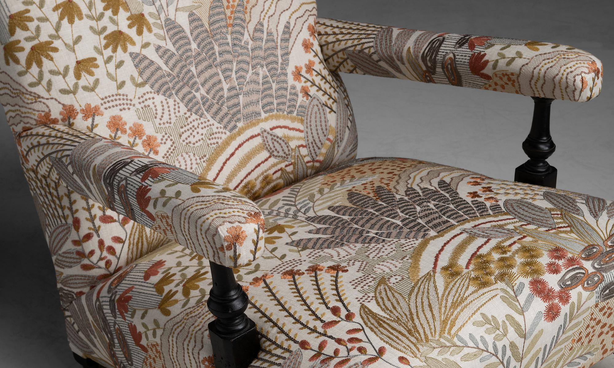 Embroidered Open Armchair, England circa 1890