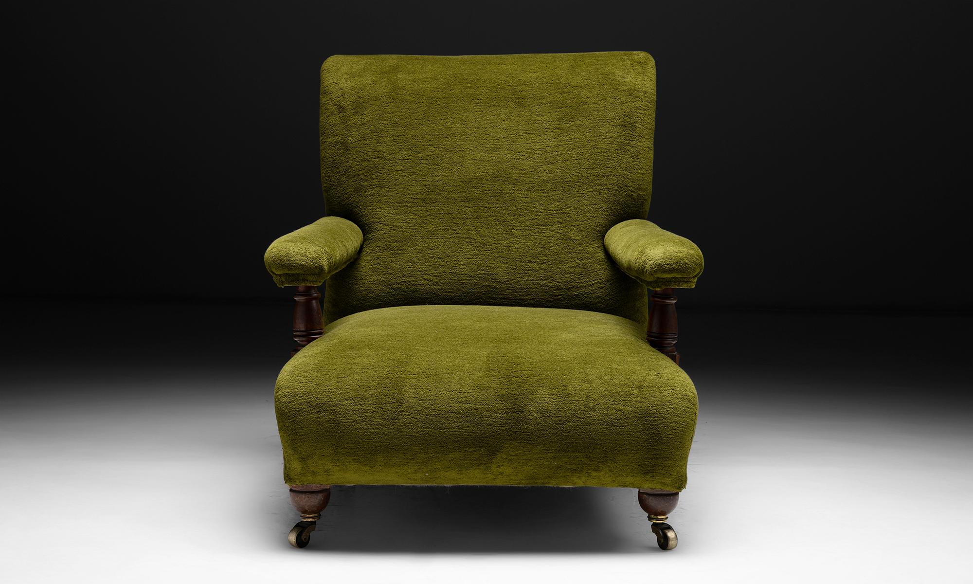 Turned Open Armchair in Chenille by Pierre Frey, England, circa 1900