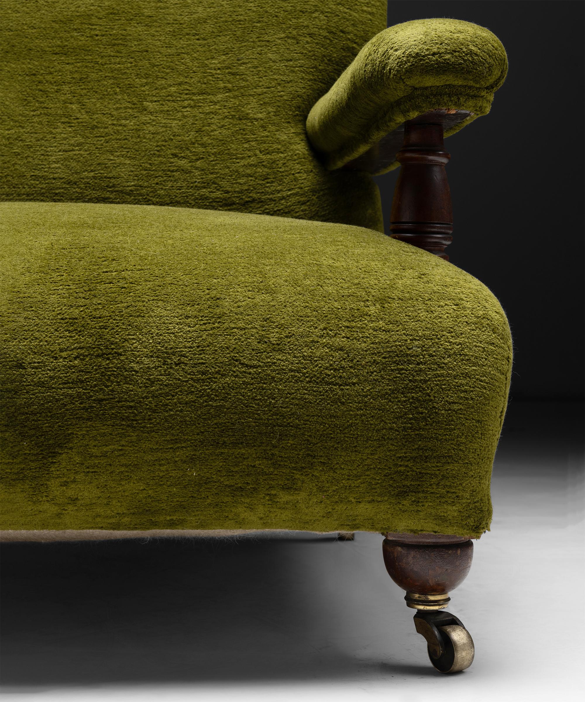 Open Armchair in Chenille by Pierre Frey, England, circa 1900 In Good Condition In Culver City, CA