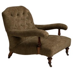 Sillón abierto de chenilla Pierre Frey, Inglaterra circa 1890