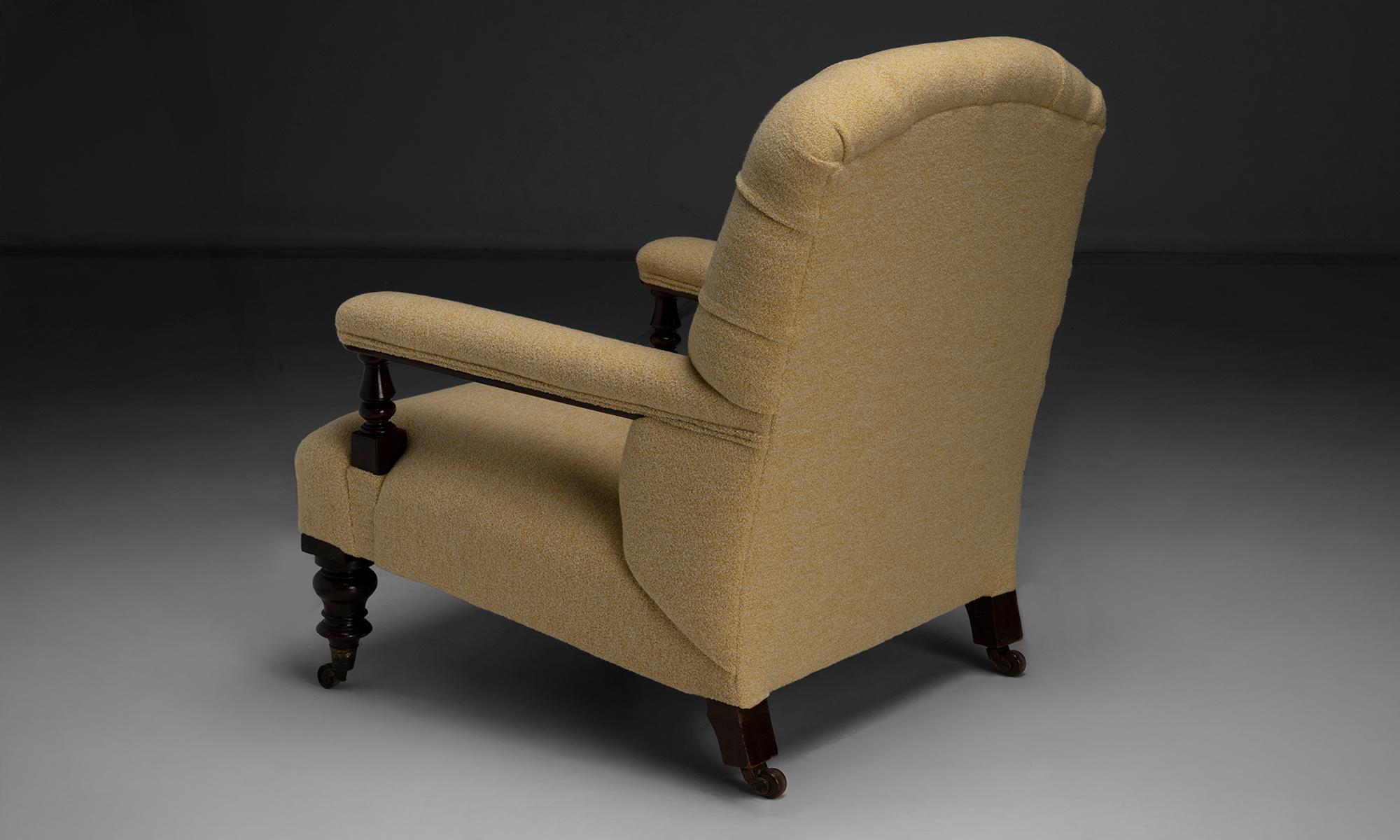 Open Armchair in Wool, England circa 1890 Lana en venta