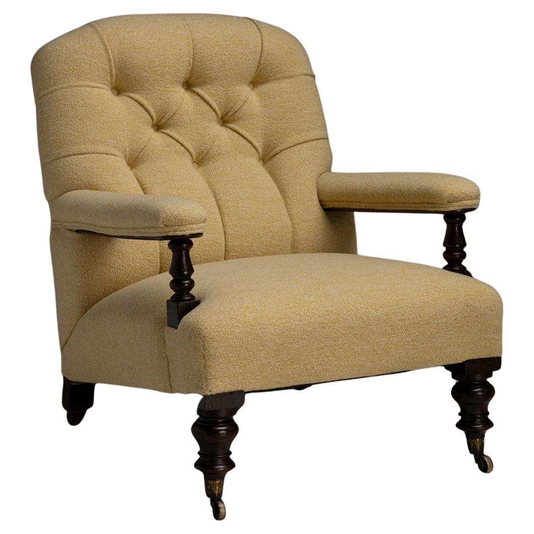 Offener Sessel aus Wolle, England um 1890