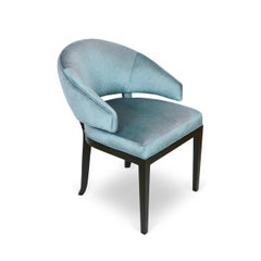 Open-Back Crescent Dining Chair, Velvet & Ebony, Made-to-Order