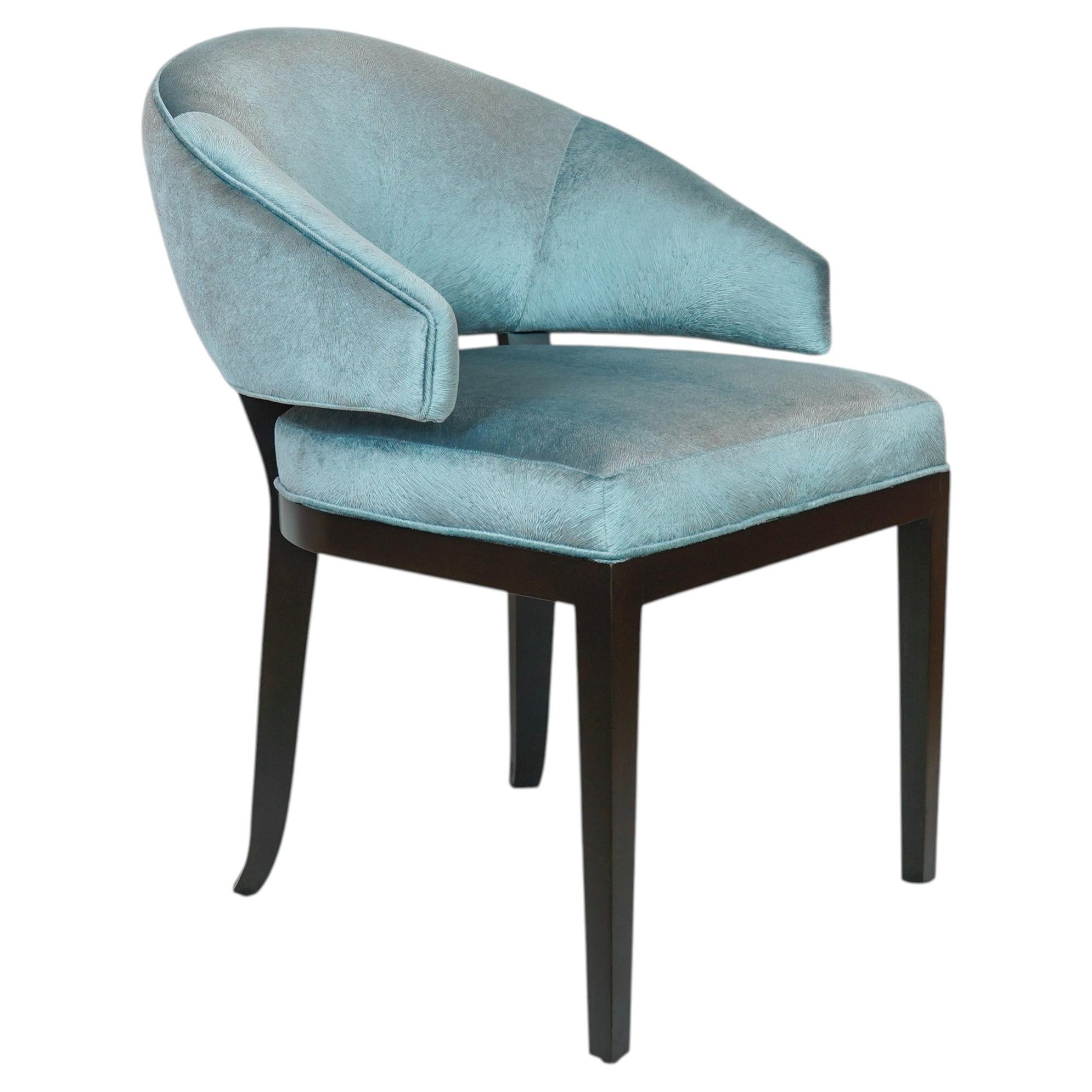 Open-Back Crescent Dining Chair, Velvet & Ebony, Made-to-Order For Sale