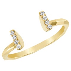 Open Baguette 14K Gold Split Bar Diamond Ring