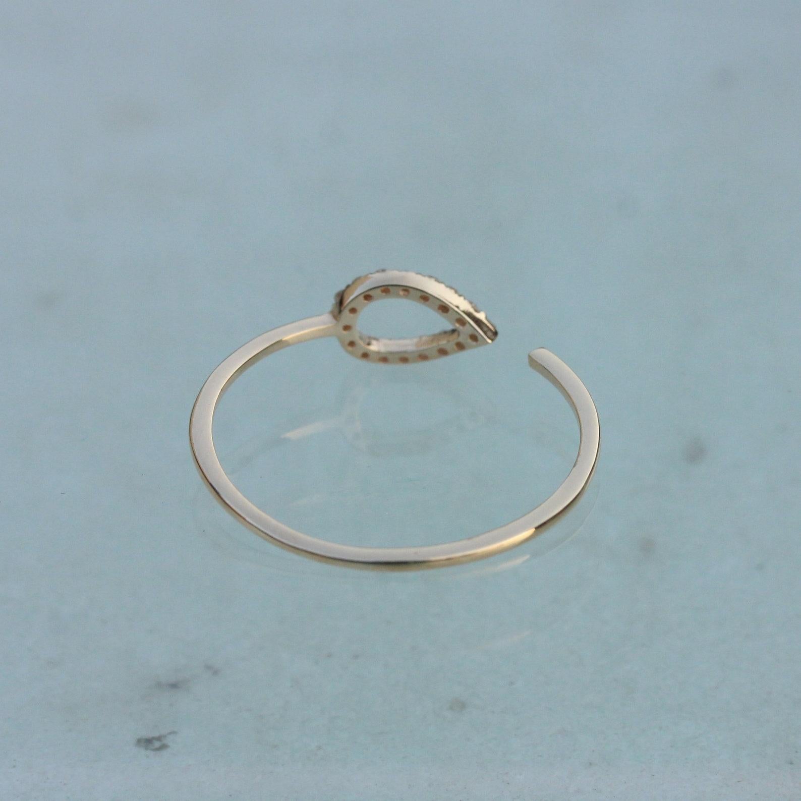 Open Band Ring 14k Gold Genuine Pave Diamond Ring Handmade Summer Jewellery. In New Condition For Sale In Chicago, IL