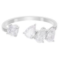 Open Band SI Clarity HI Color 1 Carat Diamond Ring in 14k Solid White Gold