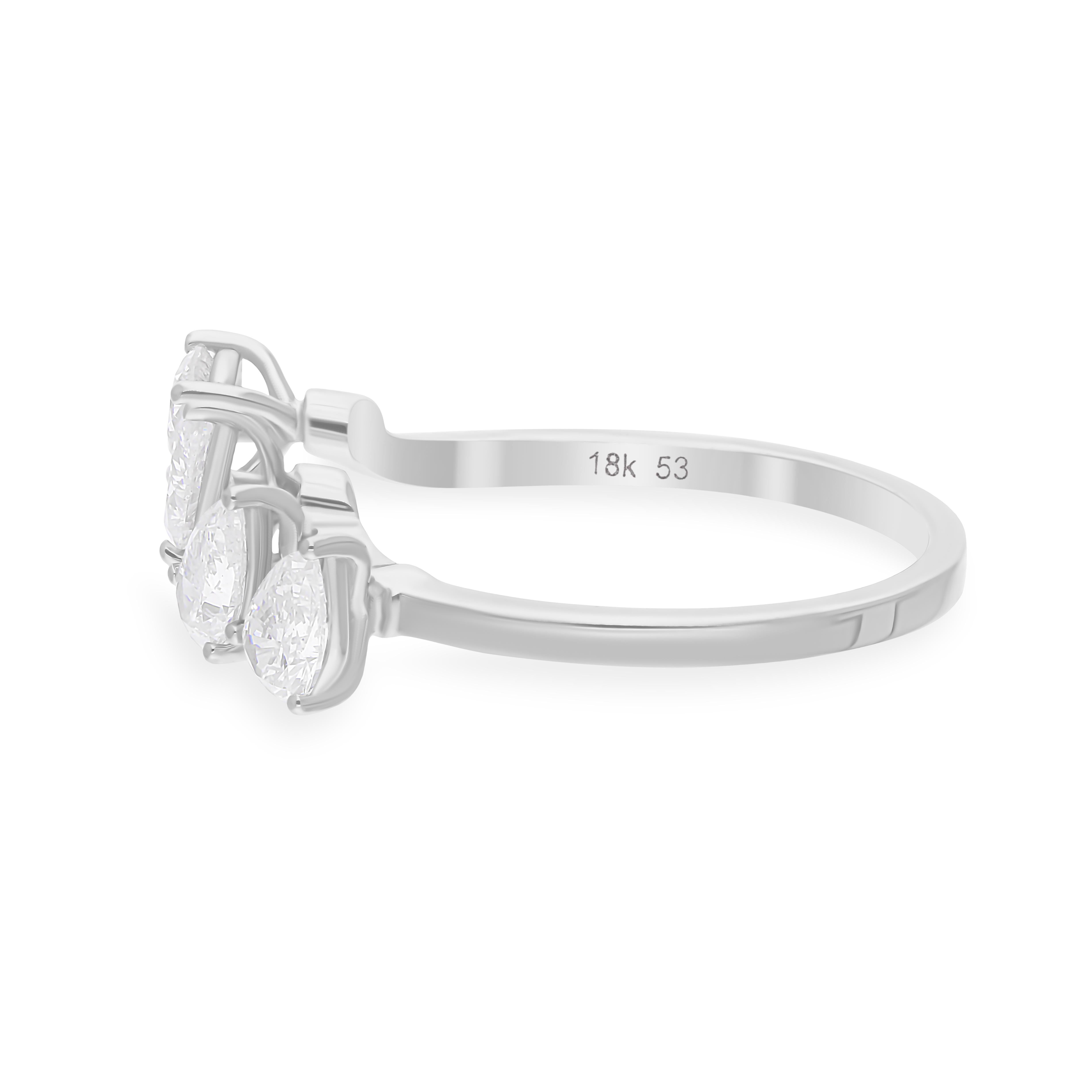 En venta: Anillo de diamantes de 1 quilate de oro blanco macizo de 18 quilates con banda abierta, claridad SI y color HI  5