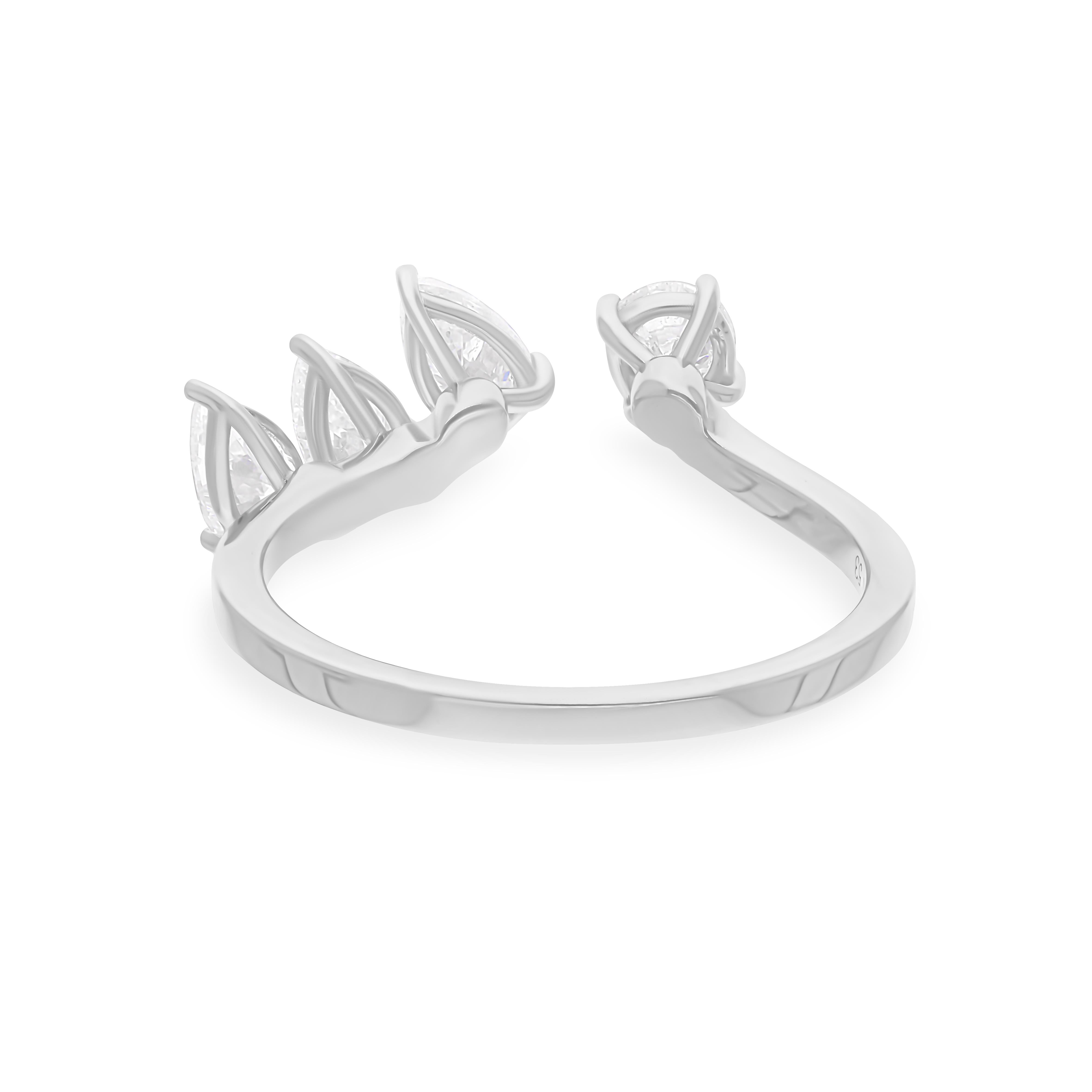 En venta: Anillo de diamantes de 1 quilate de oro blanco macizo de 18 quilates con banda abierta, claridad SI y color HI  6