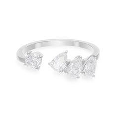 Anillo de diamantes de 1 quilate de oro blanco macizo de 18 quilates con banda abierta, claridad SI y color HI