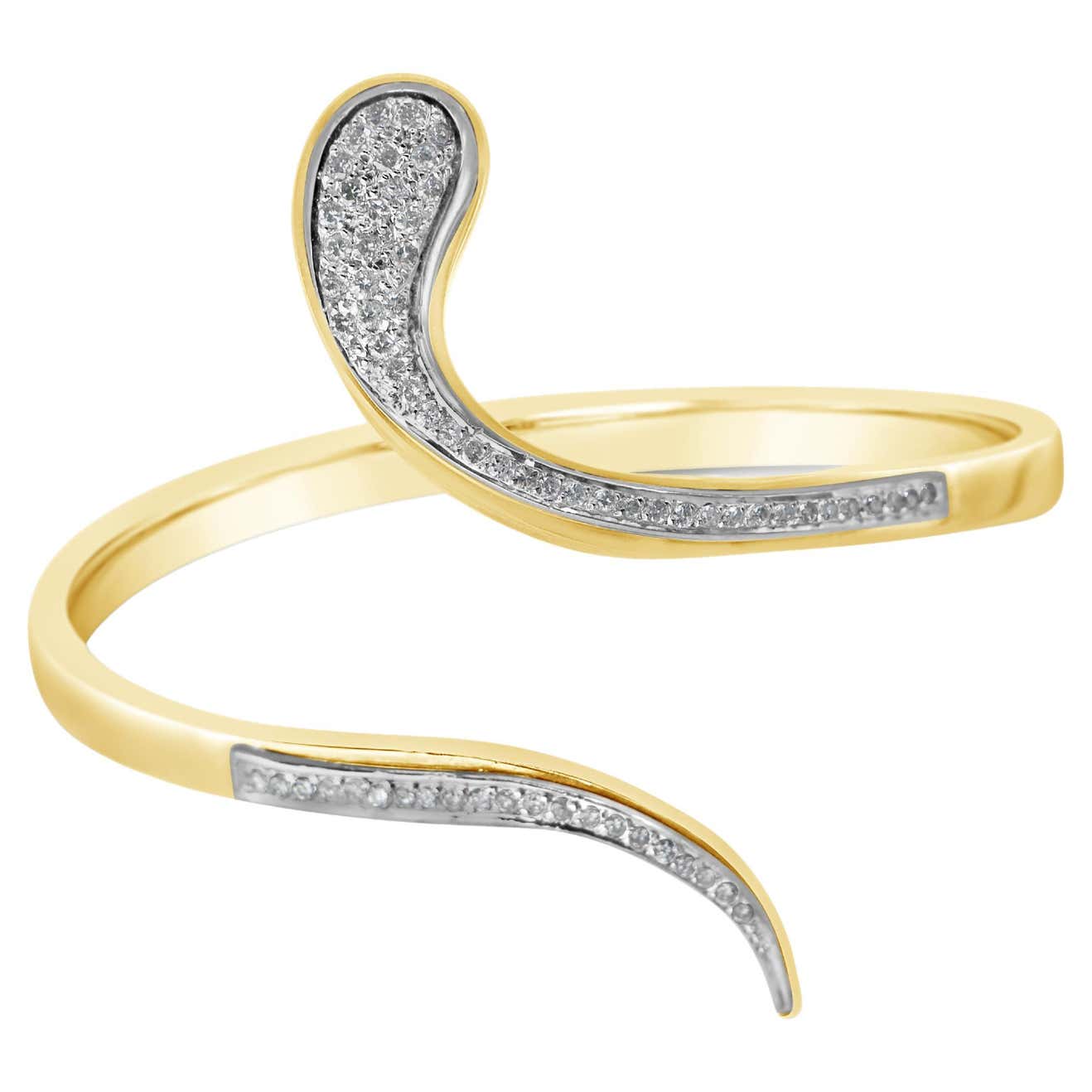 Open Bangle Open Bangle Snake Bracelet in 18Kt Yellow and White Gold Diamonds Pave ...