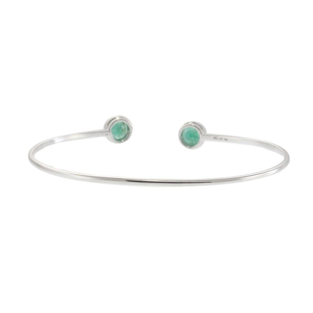 Open Bangle with Round Bezel-Set Emeralds in 18KT White Gold In New Condition For Sale In New York, NY