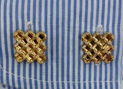 Open Basketweave Cufflinks in 14 Karat Yellow Gold