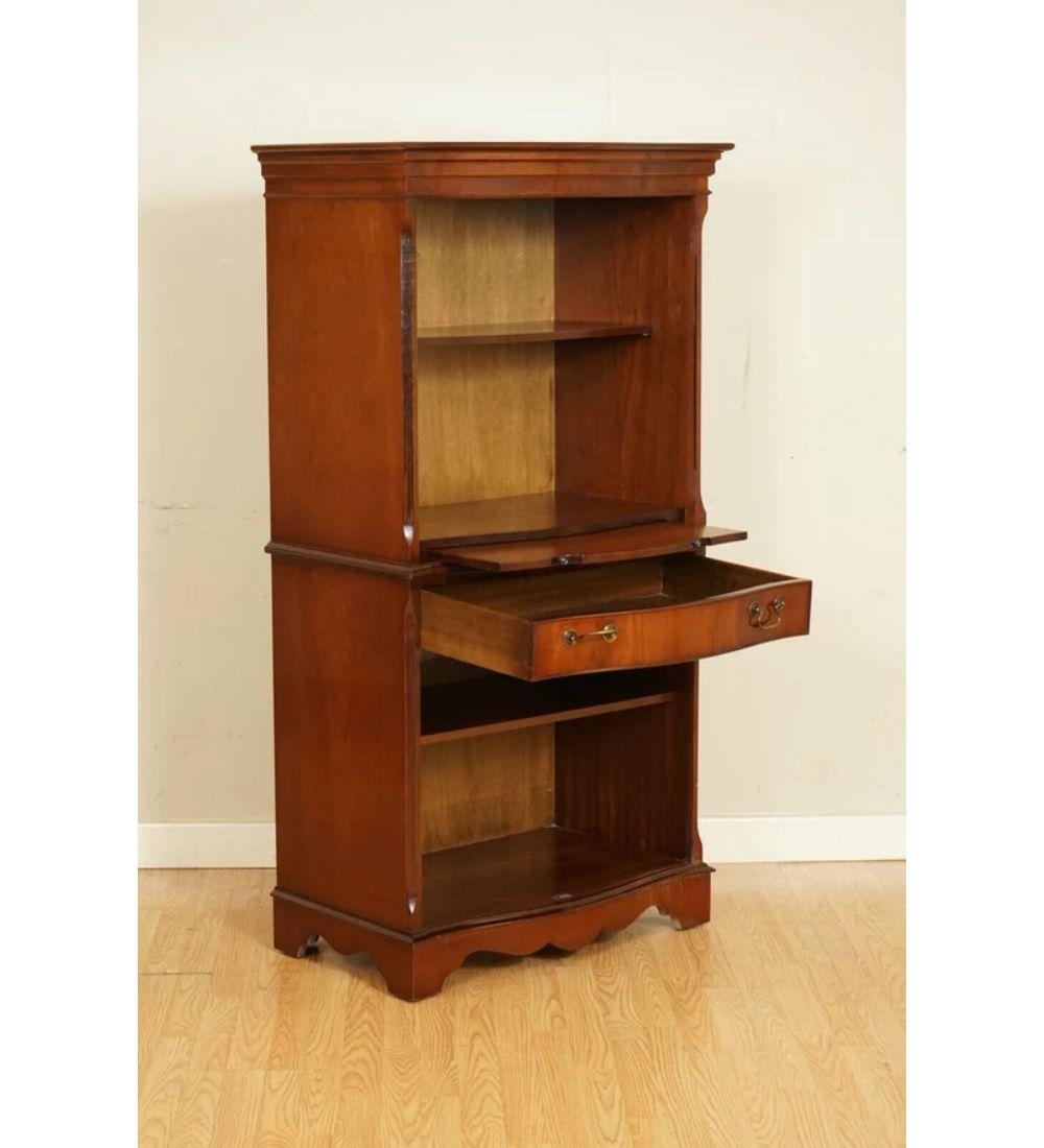 British Open Bookcase Cabinet with Shelves Serving Tray and Drawer For Sale