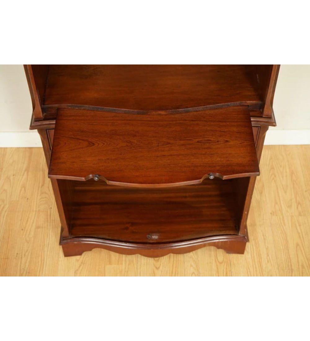 20th Century Open Bookcase Cabinet with Shelves Serving Tray and Drawer For Sale