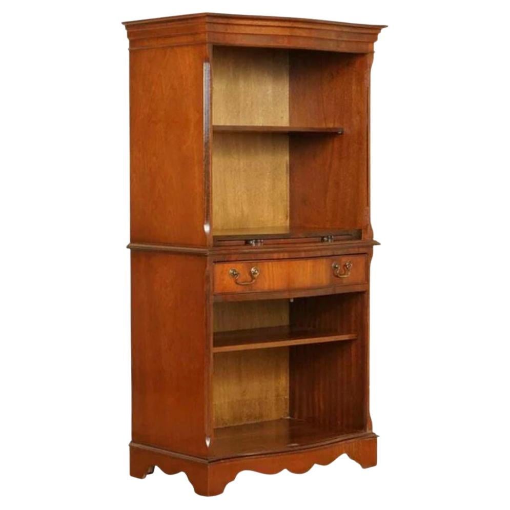 Open Bookcase Cabinet with Shelves Serving Tray and Drawer For Sale