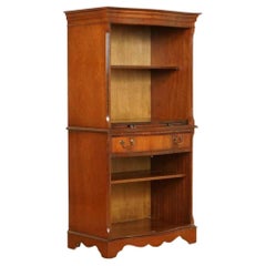 Vintage Open Bookcase Cabinet with Shelves Serving Tray and Drawer