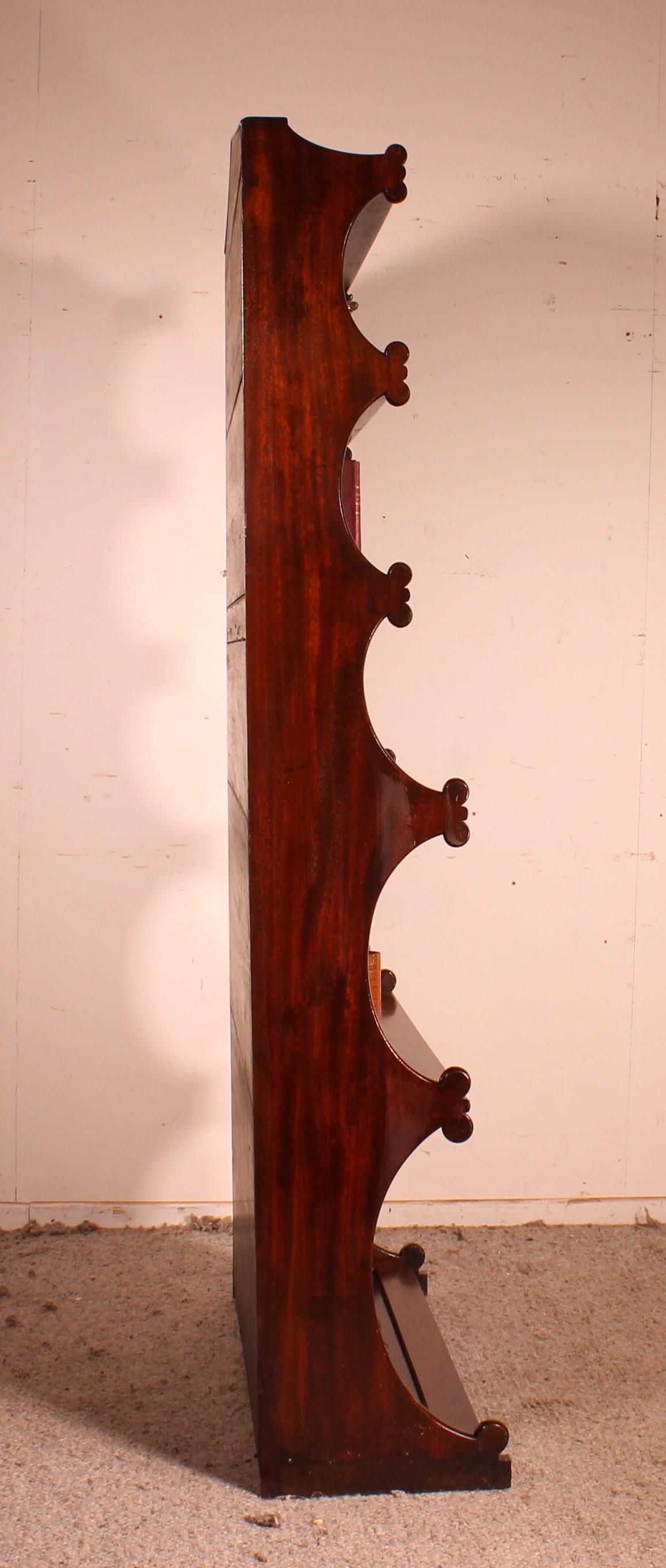 Open Bookcase Called Waterfall in Mahogany from the 19th Century For Sale 5
