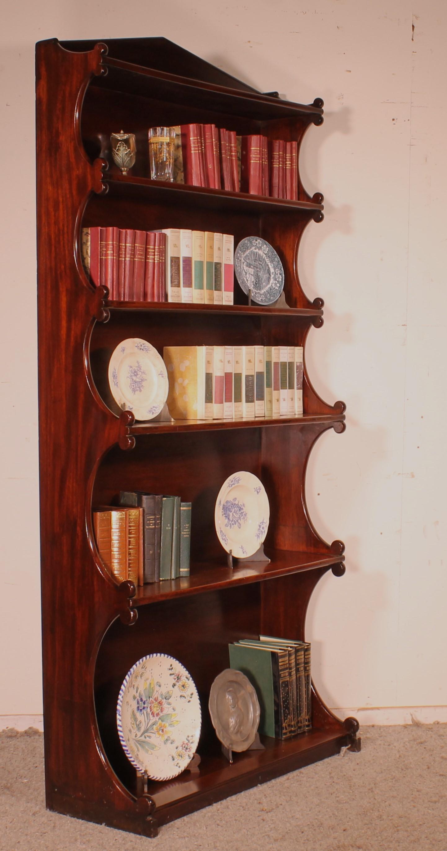 Open Bookcase Called Waterfall in Mahogany from the 19th Century For Sale 6