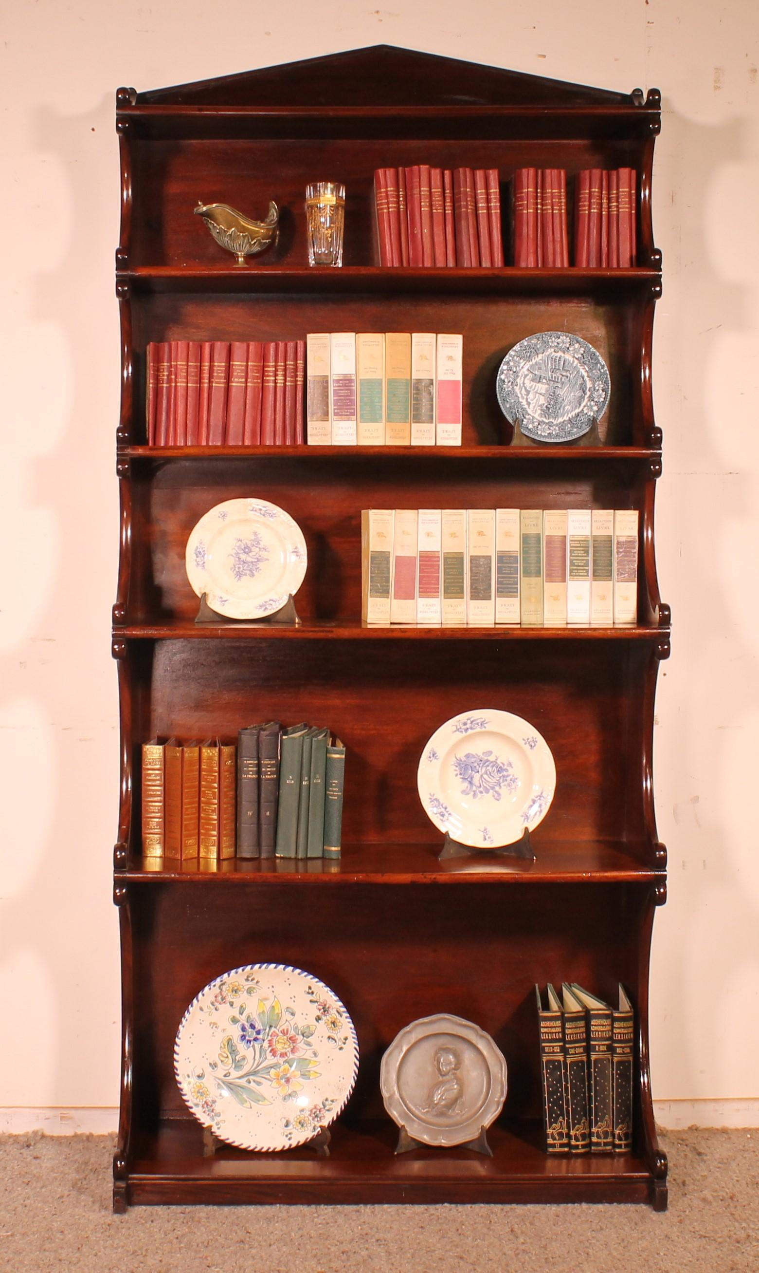 British Open Bookcase Called Waterfall in Mahogany from the 19th Century For Sale