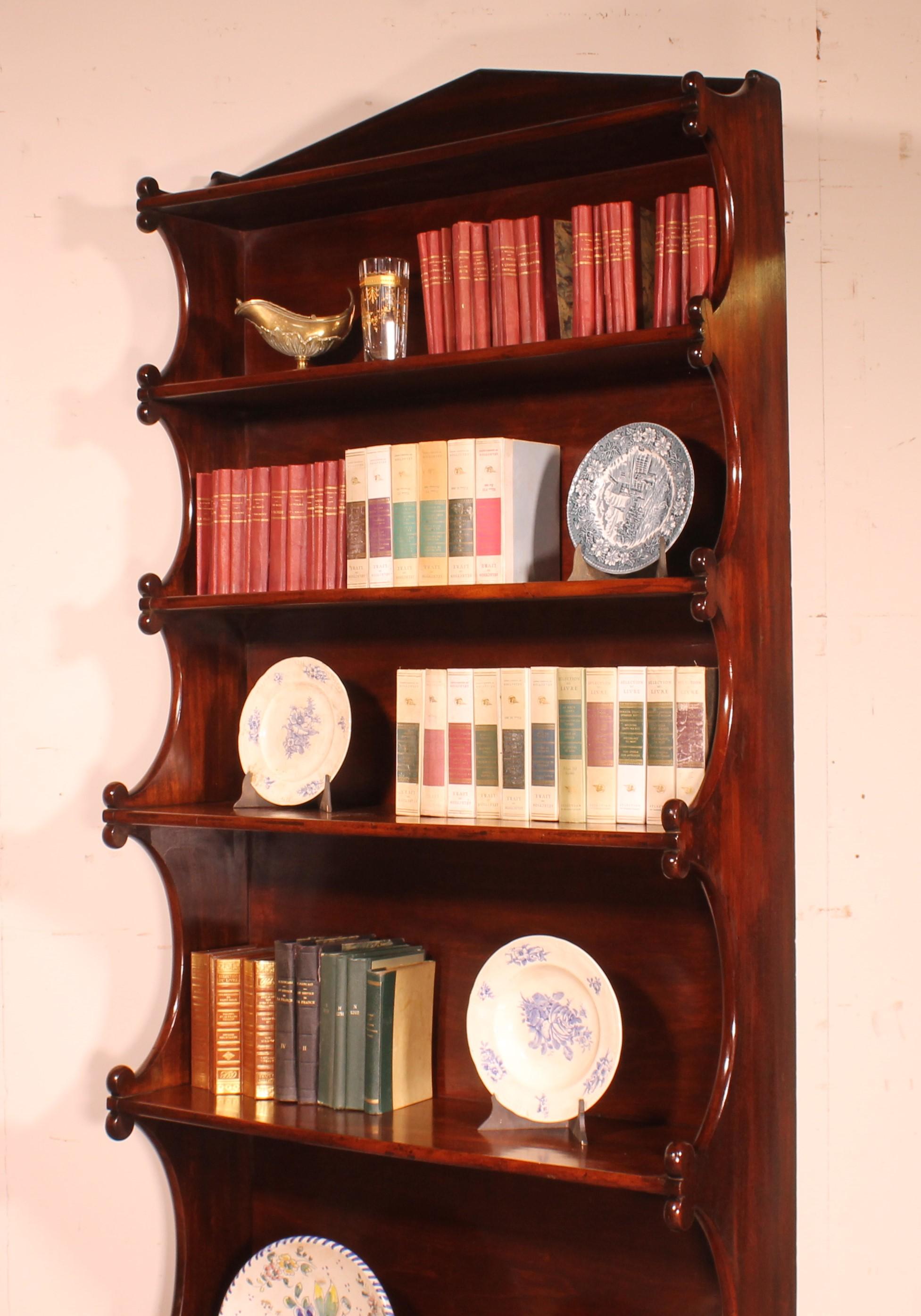 Open Bookcase Called Waterfall in Mahogany from the 19th Century For Sale 1