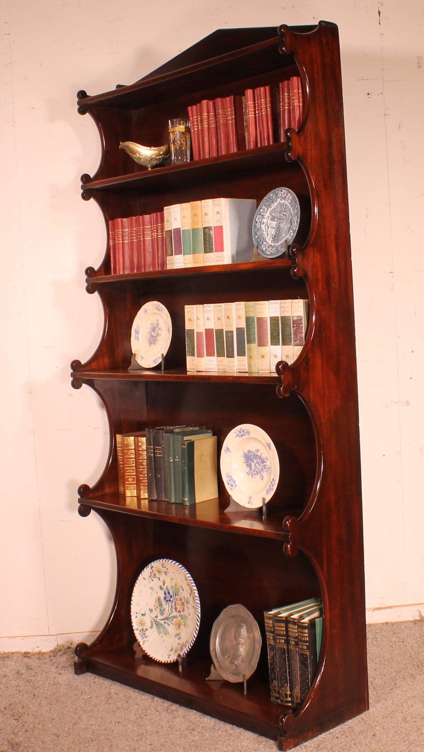 Open Bookcase Called Waterfall in Mahogany from the 19th Century For Sale 2