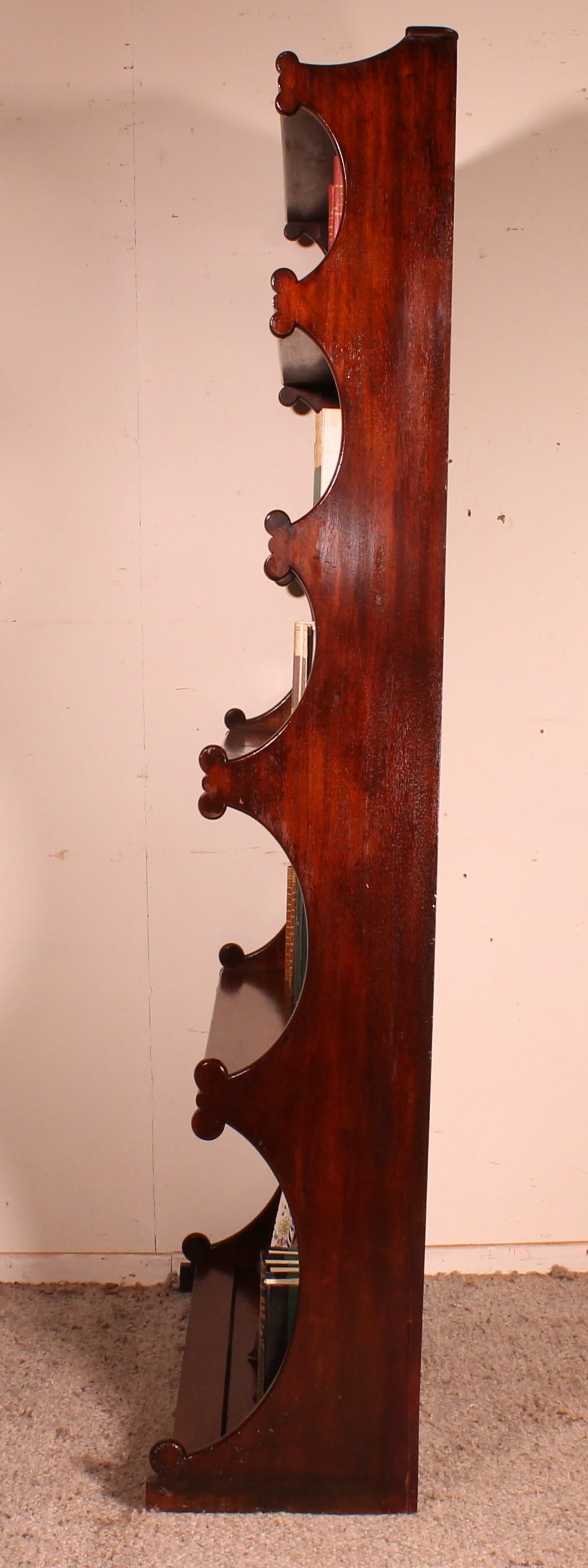 Open Bookcase Called Waterfall in Mahogany from the 19th Century For Sale 3