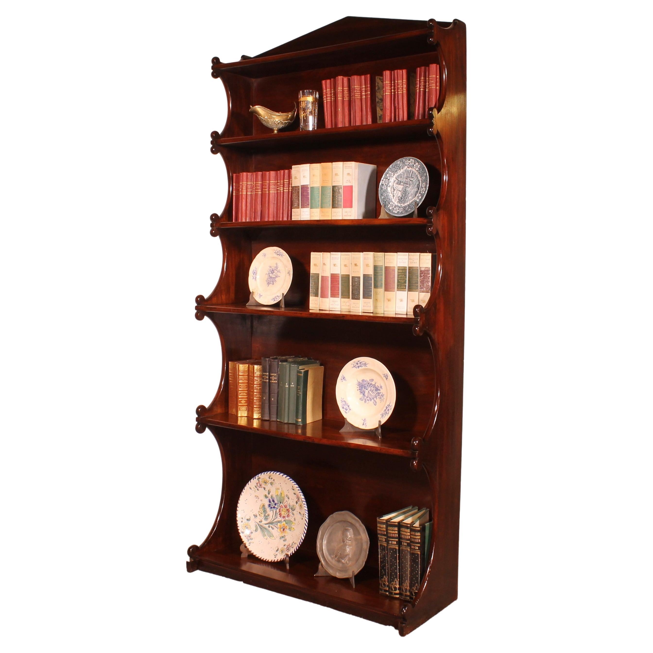 Open Bookcase Called Waterfall in Mahogany from the 19th Century For Sale