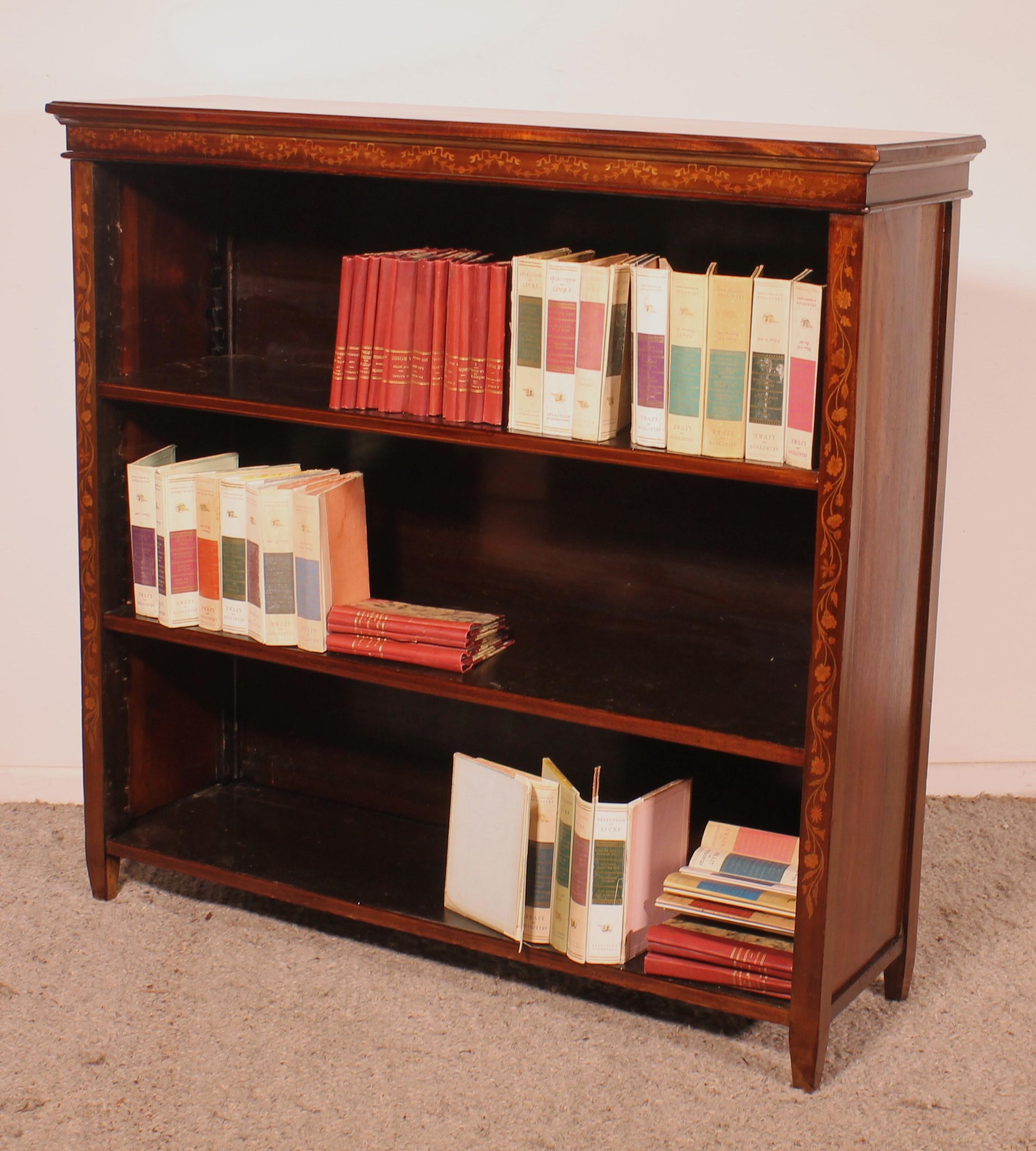 Open Bookcase In Mahogany And Marquetry From The 19th Century-england For Sale 6