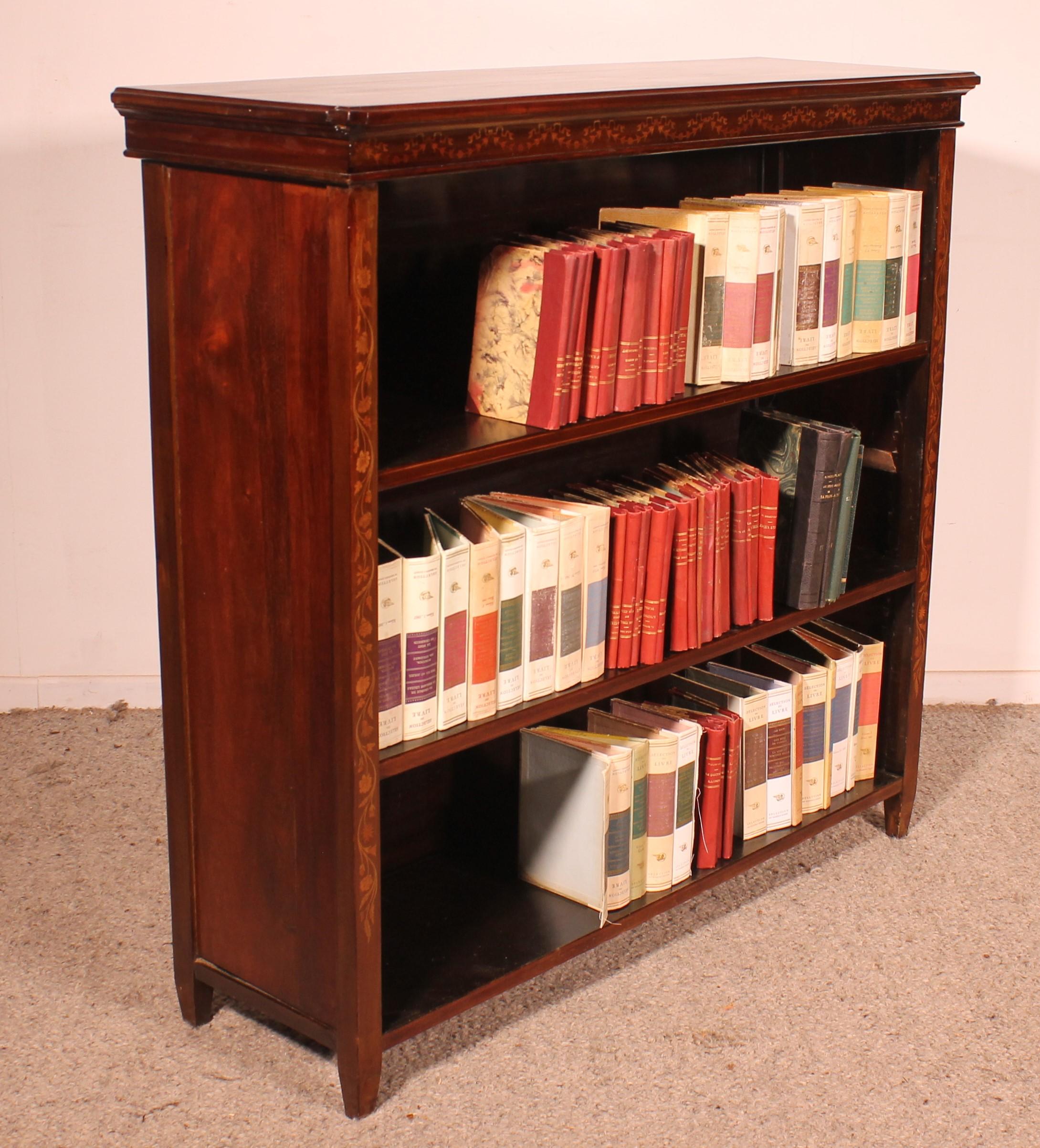 Open Bookcase In Mahogany And Marquetry From The 19th Century-england For Sale 2
