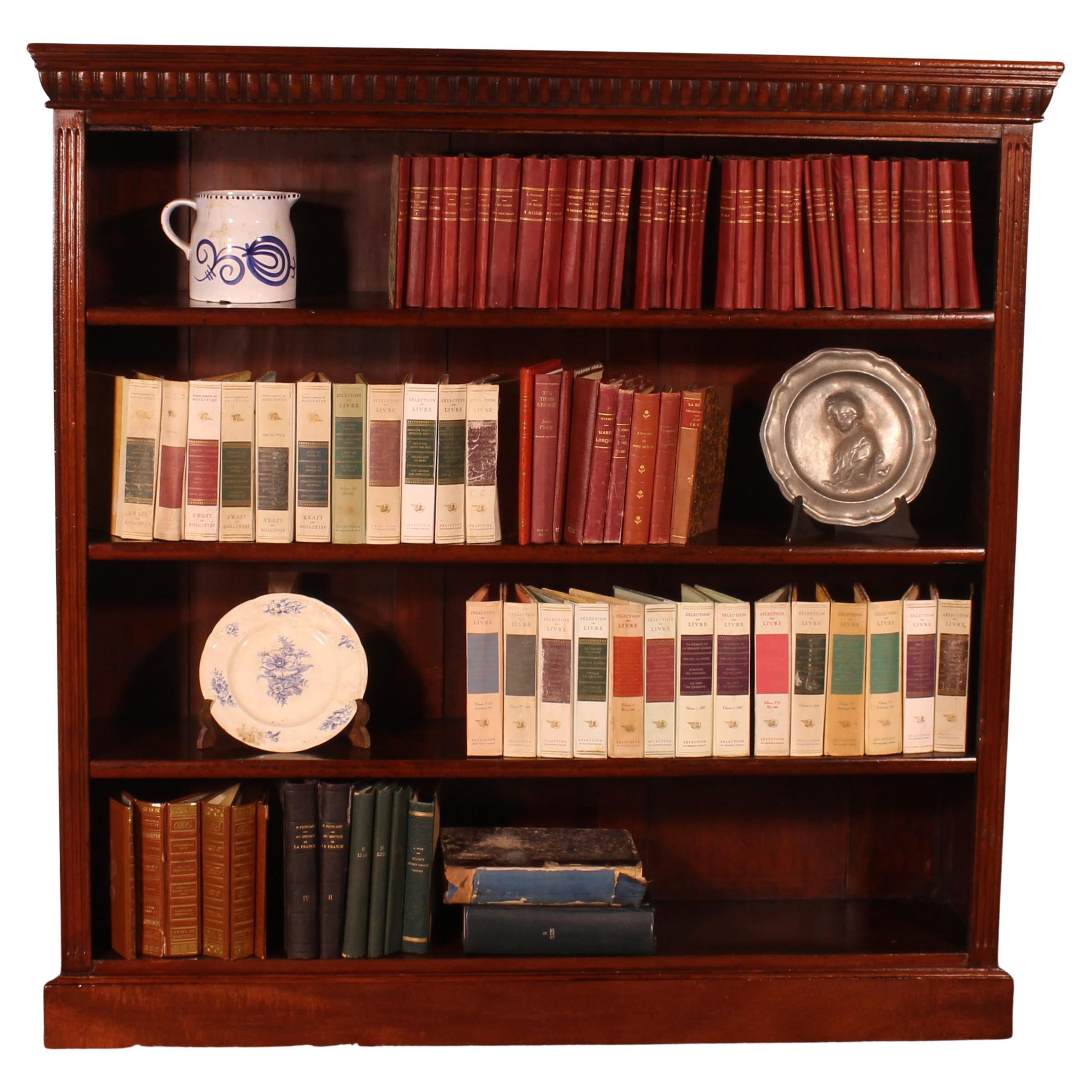 Librería abierta de caoba del siglo XIX-Inglaterra