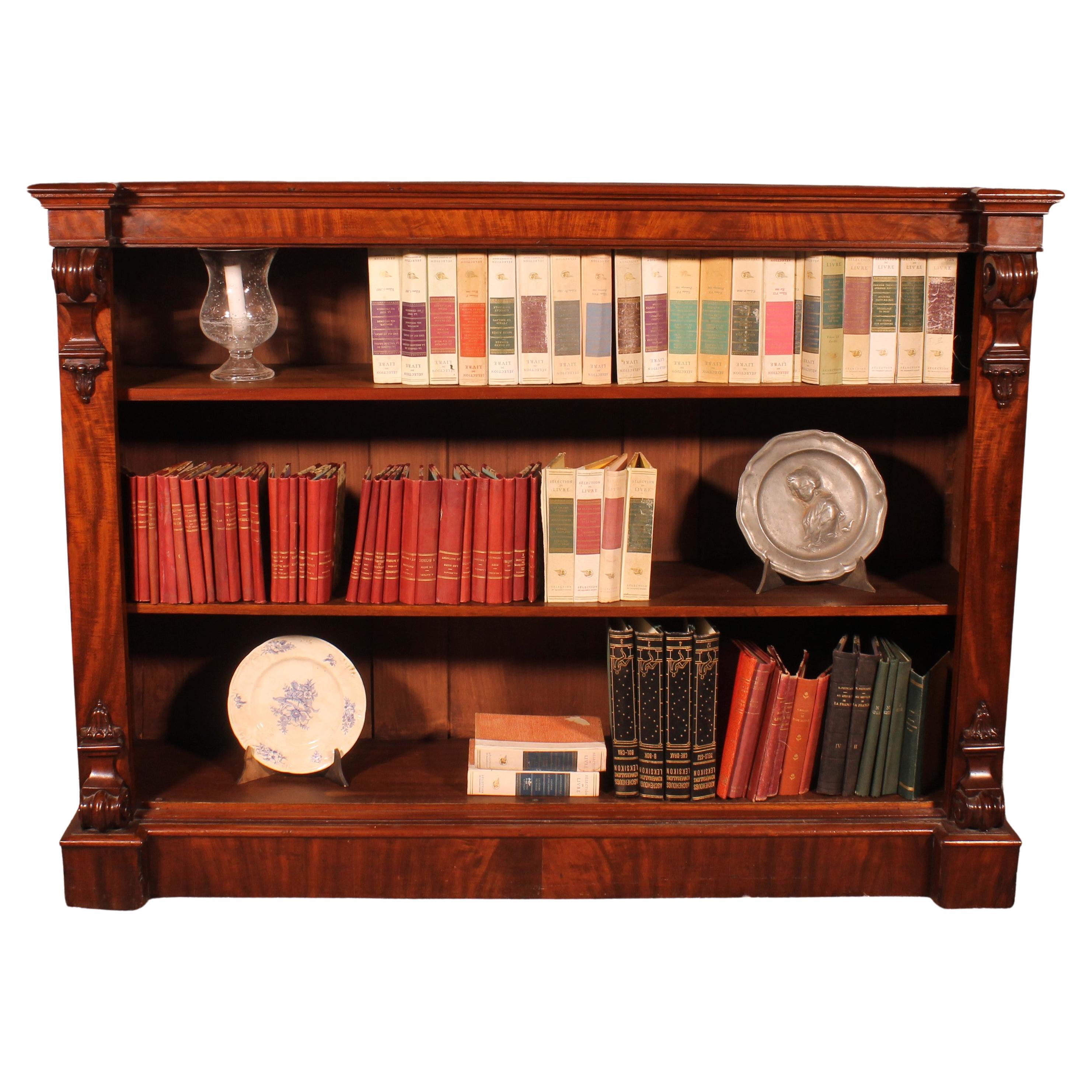 Offenes Bücherregal aus Mahagoni aus dem 19. Jahrhundert – England