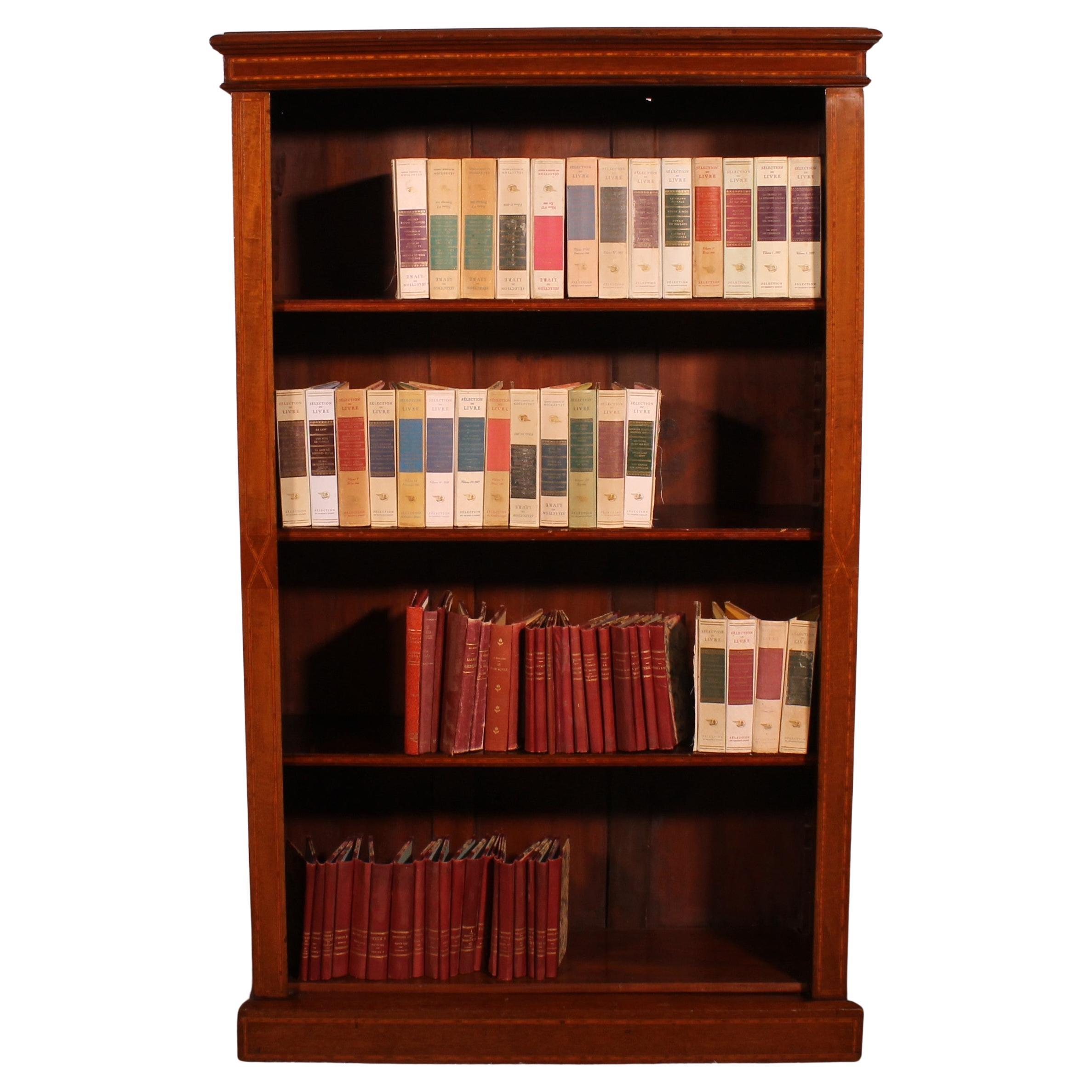 Open Bookcase In Mahogany With Inlays From The 19th Century - England
