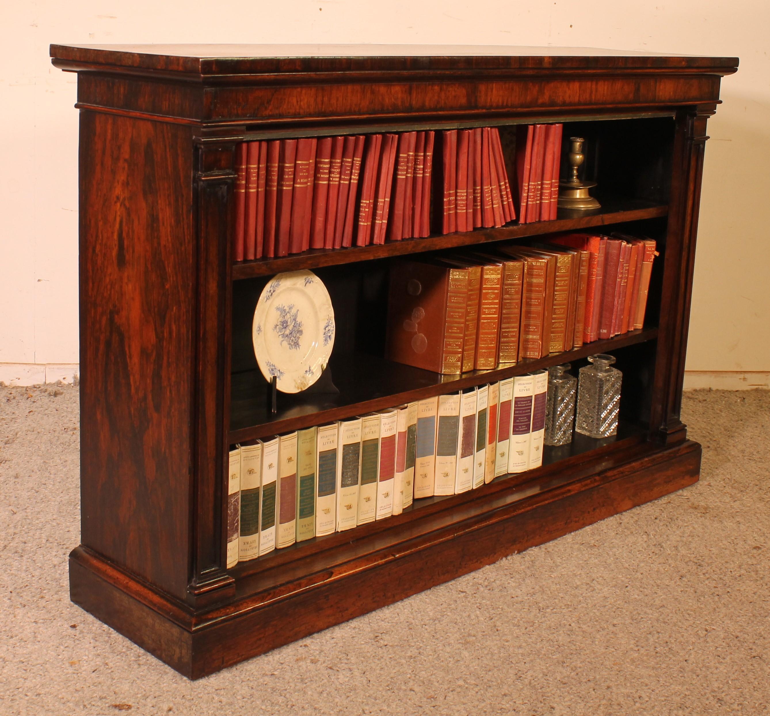 Open Bookcase in Rosewood circa 1800 Regency Period For Sale 1
