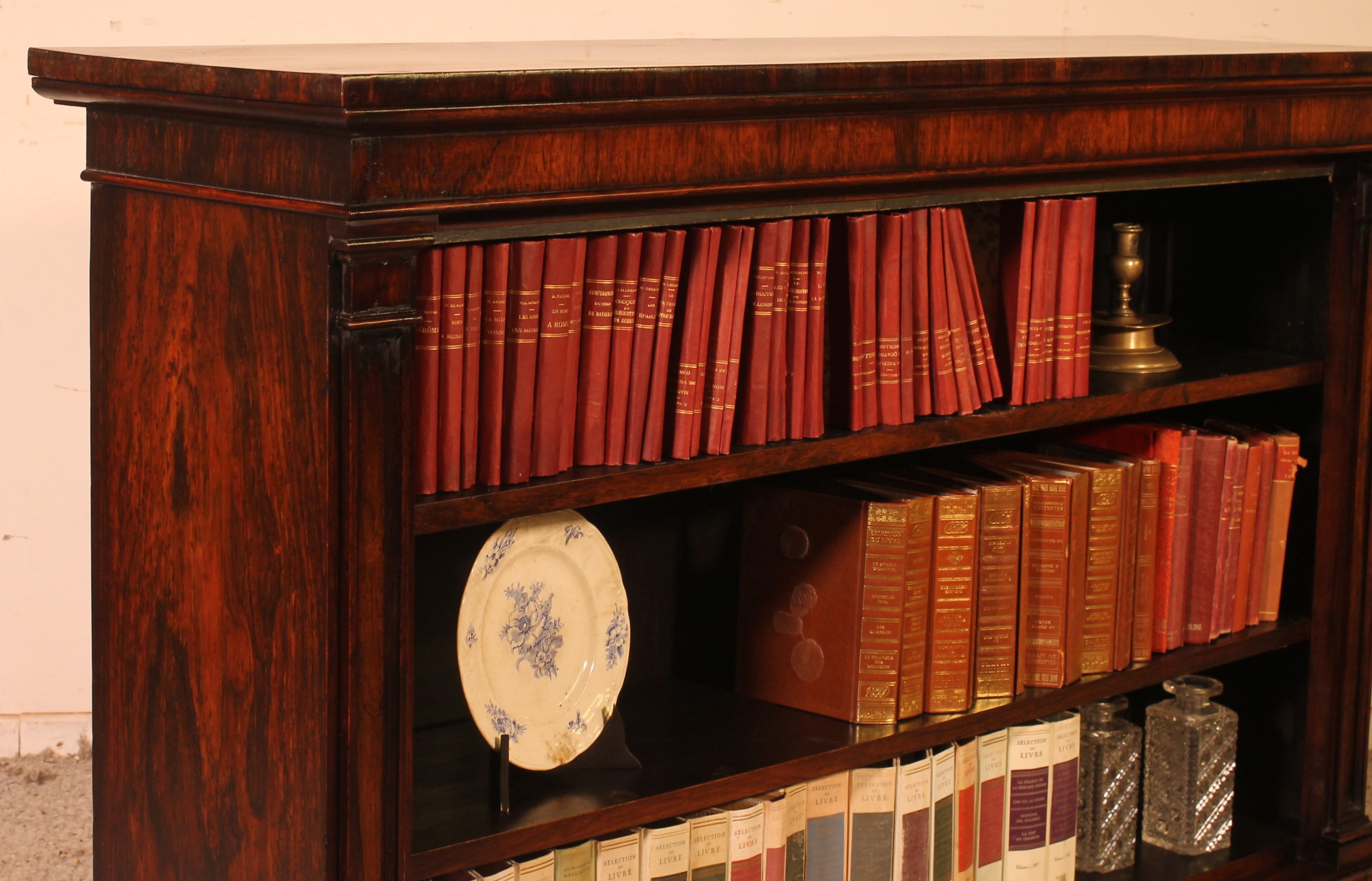 Open Bookcase in Rosewood circa 1800 Regency Period For Sale 2
