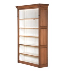 French Handcrafted White Cream Lacquered Open Bookcase in Solid Oak Wood