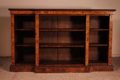 Open Bookcase in Walnut and Burl Walnut, 19th Century