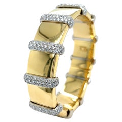 Cuff Bracelet with Diamonds in 18 Karat Yellow Gold  